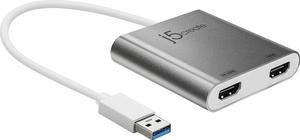 j5create - USB 3.0 to Dual 4K/HD HDMI Multi-Monitor Adapter - Silver/White