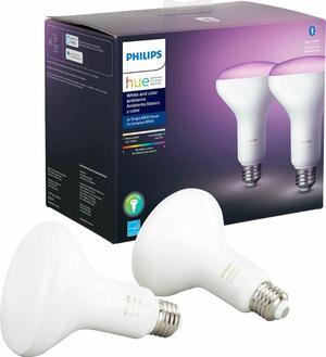 PHILIPS - HUE WHITE & COLOR AMBIANCE BR30 BLUETOOTH SMART LED BULB (2-PACK) - MULTICOLOR