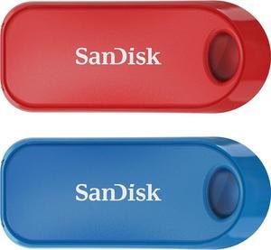 SanDisk - Cruzer Snap 32GB USB 2.0 Type-A Flash Drive (2-Pack) - Red, Blue