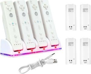 4x Rechargeable Batteries Pack + Charger Dock For Nintendo Wii Remote Controller