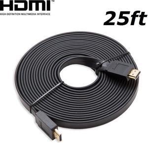 HDMI 25ft Flat HDMI V1.4 3D Ethernet Cable For Blu-ray DVD Xbox One PS4 HDTV BK