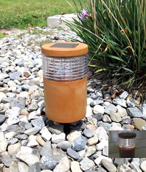 Garden Solor Light Cylinder Wood Grain Texture Plastic Fence Post Light Brown
