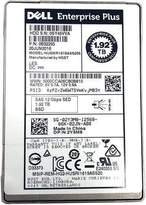 Dell 1.92TB Enterprise Plus SSD160MR 1.92TB 12GB/s SAS 2.5'' SSD HUSMR1619ASS205