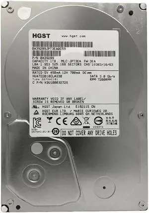 HGST 1TB HUA722010CLA330 (0A39289) SATA 7200RPM 32MB 3.5" Internal Hard Drive HGST 1TB HUA722010CLA330 (0A39289) SATA 7200RPM 32MB 3.5" Internal Hard Drive
