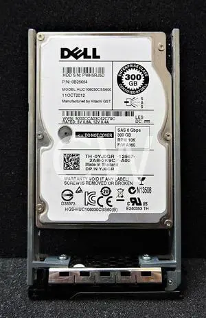 Dell YJ0GR 0YJ0GR 300GB 10K 6G 2.5in SAS Hard Drive HUC106030CSS60 With Tray