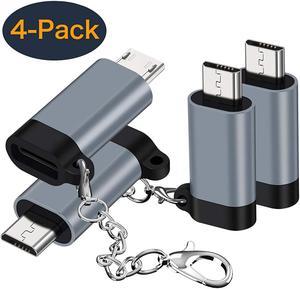 USB C to Micro USB Adapter, (4-Pack) Type C Female to Micro USB Male Convert Connector with Keychain Charge & Data Sync Compatible Samsung Galaxy S7/S7 Edge, Nexus 5/6 and Micro USB Devices(Grey)