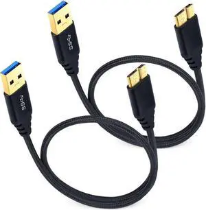 Micro USB 3.0 Cable - 1.5 ft/50cm Short USB Type A Male to Micro B Cable Braided Cord for External Hard Drive, Samsung Galaxy S5, Galaxy Note 3-2Pack, Black Micro USB 3.0 Cable - 1.5 ft/50cm Short USB Type A Male to Micro B Cable Braided Cord for External Hard Drive, Samsung Galaxy S5, Galaxy Note 3-2Pack, Black