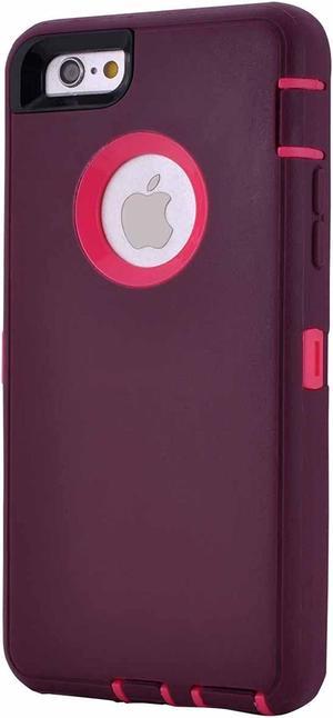 MAXCURY iPhone 6 Case iPhone 6S Case Heavy Duty Shockproof Series Case for iPhone 66S 47V2 with Builtin Screen Protector Compatible with all US Carriers Wine and Fuchsia