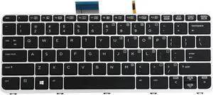US Keyboard Backlit Silver Frame for HP Elitebook Folio 1020 G1 Laptop Black
