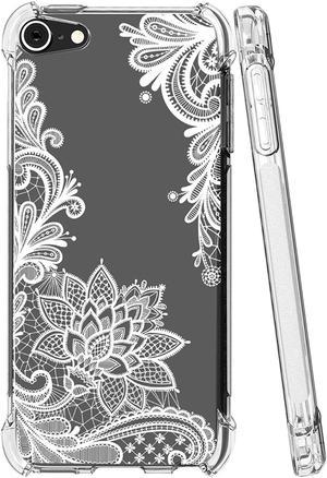 iPod Touch 7 Case, Touch 6 Case with Flowers, Sidande Shockproof Clear Floral Soft Flexible TPU Slim Phone Case Cover for Apple iPod Touch 5/6/7th Generation (White Mandala)