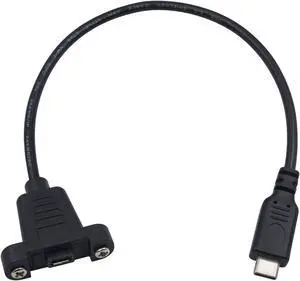 Poyiccot Micro USB to USB C Cable, USB Type C Male to Micro USB Female Cable, USB C to Micro USB Adapter Cable Panel Mount Type for Charging and Sync, 1feet Black