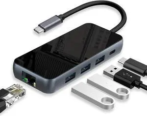 Usb C Hub, 5 In1 Usb C Charging Hub Mult Usb 3.0 Hub Adapter With Gigabit Ethernet, 3 Usb 3.0 For Data, Power Delivery For Usb C Hub Macbook Pro, And Other Usb C Devices