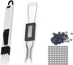Keyboard Cleaning Tool Kit, Keyboard Cap Remover, Stainless Steel Keyboard Puller Keycap Removal Tool, Window Door Track Cleaning Brush, 200 O-Ring Switch Dampeners Thick Multi