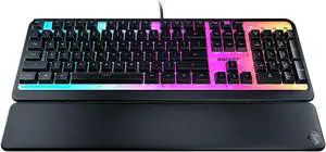 ROCCAT Magma Silent Membrane Switch PC Gaming Keyboard with 5 Zone/10 LED AIMO RGB Top Plate and Detachable Palm Rest - Black