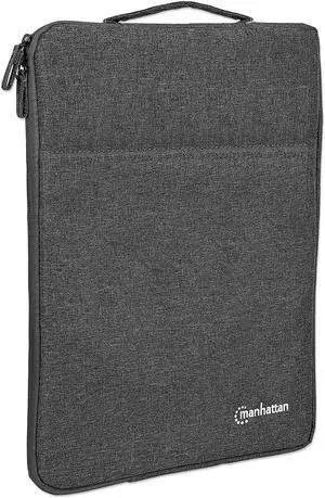 Manhattan 15.6 Inch Laptop Sleeve Carrying Case With Handle– With Water Resistant Material, 2 Zipper Pockets – For Laptop, Notebook, Computer, Tablet And Other Devices Up To 15.6” – Gray, 439817