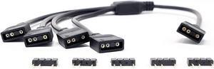 Micro Connectors 50cm Addressable RGB 1 to 4 Splitter Cable with/5 Male Pins (F04-04ARGB-50)