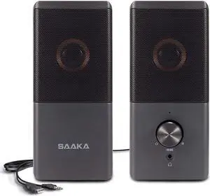 Computer Speaker, Compact Size Speaker With Headphone Jack, Enhanced Bass And Volume Control, Stereo 2.0 Usb Powered 3.5Mm Aux Multimedia Speakers For Laptop/Desktop/Tablets/Phone (Black)