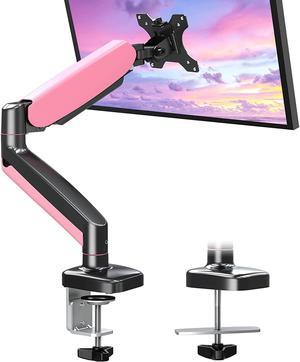 Single Monitor Desk Mount, Adjustable Gas Spring Monitor Stand For 17-32 Inch Computer Screen, 75X75/100X100 Vesa Mount With Clamp, Grommet Mounting Base, Monitor Arm Holds 4.4-17.6Lbs, Pink