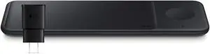 Samsung Electronics Wireless Charger Trio, Qi Compatible - Charge Up To 3 Devices At Once - For Galaxy Phones, Buds, Watches, And Apple Iphone Devices, Black (Us Version)