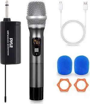 Pyle (Pdwmu103) Uhf Wireless Microphone System - Handheld Mic & Wireless Transmitter With Plug-And-Play Audio, For Karaoke Singing, Wedding, Dj, Party, Speech, Class Use