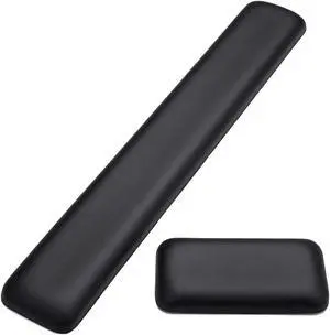 Leather-Gel Keyboard Wrist Rest And Mouse Wrist Rest Set, Ergonomic Wrist Support Mouse Pad Wrist Pad Relieve Wrist Pain For Full Size Gaming Keyboard And Mouse, Laptop, Computer, Home, Office