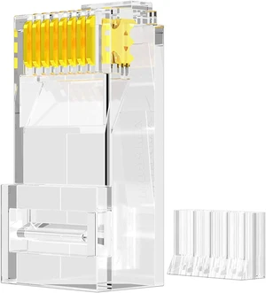 Utp 50µ Gold-Plated 2 Pieces Suit Cat6 Rj45 Standard Modular Plug 8P8C Connector Crimp End For Ethernet Cable, Bulk Cable 100 - Pack
