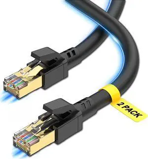 Cat 8 Ethernet Cable 6 Ft 2 Pack, High Speed 26Awg Internet Cable 40Gbps 2000Mhz, Shielded Rj45 Network Cable Computer Patch Cord,Indoor And Outdoor Rated Lan Cable For Gaming Router Xbox Ps4