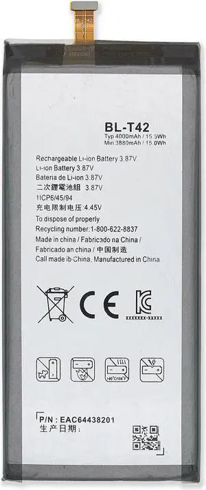 Rechargeable Li-Ion Battery For Lg V50 Thinq 3.87V 4000Mah (V500Xm / Bl-T42)