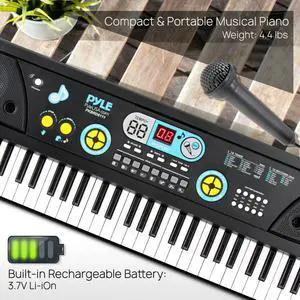Pyle PKBRD6111 Digital Piano Kids Keyboard, Portable, Speaker, Rechargeable