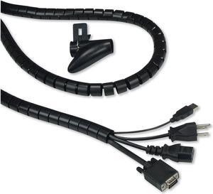 Innovera IVR39660 Cable Management Coiled Tube, - 0.75" Dia x 77.5" Long - Black