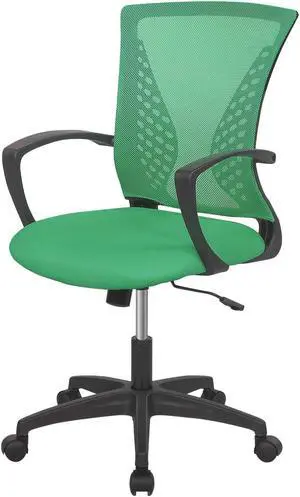 8Am Office Home Office Chair Mid Back Pc Swivel Lumbar Support Adjustable Desk Task Computer Ergonomic Comfortable Mesh Chair With Armrest (Green)