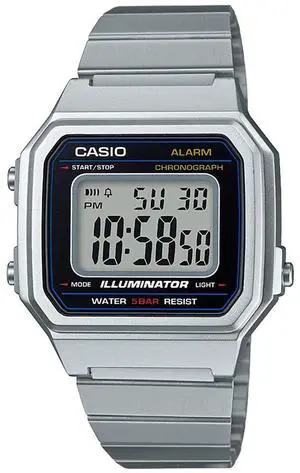 Casio B650WD-1A Men's Vintage Classic Metal Band Alarm Chronograph Digital Watch