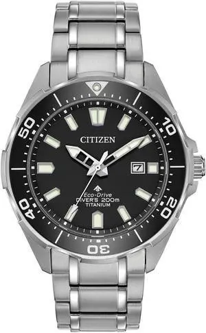 Citizen Promaster Men's Black Dial Silver Titanium Bracelet Watch BN0200-56E