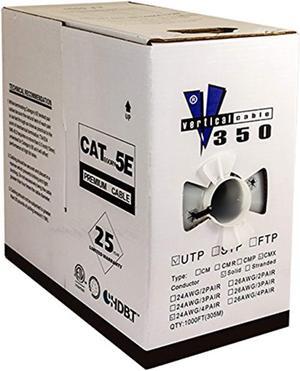 Vertical Cable Cat5e, 350 Mhz, UTP, Gel Filled (Flooded Core), Direct Burial, 1000ft, Black, Bulk Ethernet Cable
