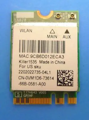 Dell Killer N1535 Wirless WiFi BlueTooth 4.1 Module Card QCNFA364A A00 VM1D6