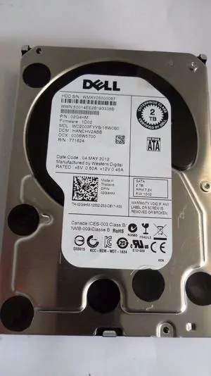DELL 2TB 7.2K SATA 3.5" 3Gb/s HARD DRIVE WD2003FYYS DP/N 2G4HM