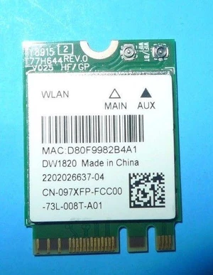 Dell DW1820 Qualcomm Atheros QCNFA344A WLAN Wireless Card Rev A01 97XFP Dell DW1820 Qualcomm Atheros QCNFA344A WLAN Wireless Card Rev A01 97XFP