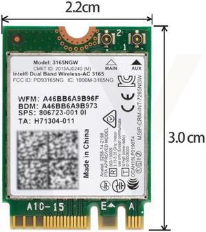 Cablecc Dual Band 2.4G 5Ghz 433Mbps 3165AC NGFF 802.11AC WiFi 3165NGW M.2 WLAN Card +BT 4.0 Network Adapter
