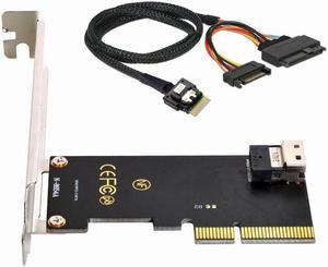 Jimier PCI-E 3.0 4.0 to SFF-8654 Slimline SAS Card Adapter and U.2 U2 SFF-8639 NVME PCIe SSD Cable for Mainboard SSD