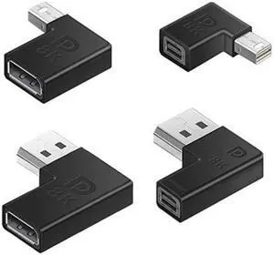 HKCY DP-036 4pcs/set Left Angled Mini DisplayPort 1.4 8K 60hz to DP Adapter Male Female Ultra-HD UHD for Video PC Laptop
