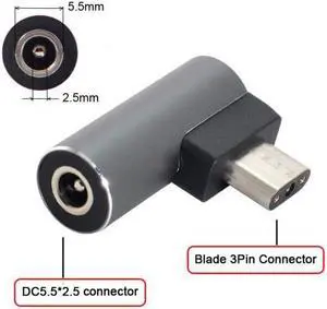 CYSM DC Jack 5.5*2.5mm Input to 3Pin Power Plug Adapter Compatible for Laptop Blade Pro 17 and Blade 15 Model Support 230W/160W Charge