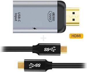 CYSM 100W 10Gbps Cable & USB-C Type C Female Source to HDMI Sink HDTV & PD Power Adapter 4K 60hz 1080p for Phone & Laptop