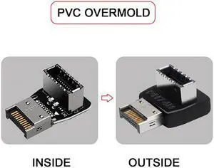KAIBOXIXI 2pcs Overmold USB 3.1 Front Panel Header Male to Female Type-E Motherboard Extension Data Adapter