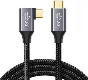 Xiwai 2.0M 90 Degree Right Angled Type-C USB-C Male to Male USB3.1 10Gbps 100W Data Cable for Laptop & Phone