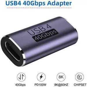 Cablecc 40Gbps USB4 Type C Female to Female 100W Power Data 8K Video Adapter Extender for Laptop Phone
