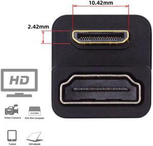 Xiwai 360 Degree Down Opposite U Shape Back Angled Mini HDMI 1.4 Male to HDMI Female Extension Adapter Converter