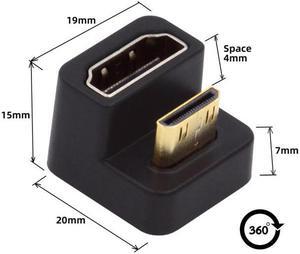 Xiwai 360 Degree Up Opposite U Shape Back Angled Mini HDMI 1.4 Male to HDMI Female Extension Adapter Converter