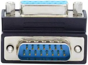 Xiwai Down 90 Degree Angled DSUB D-subminiature 15pin Male to Female Extension Adapter DB Connector