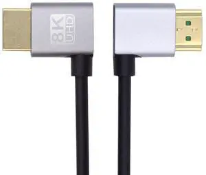 Cablecc HDMI 2.1 Ultra Thin HDTV Cable 8K 4K Hyper Super Flexible Slim Cord Left Angled to Left Angled 90 Degree Type-A  for Computer HDTV