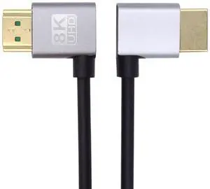 Cablecc HDMI 2.1 Ultra Thin HDTV Cable 8K 4K Hyper Super Flexible Slim Cord Right Angled to Right Angled 90 Degree Type-A  for Computer HDTV (50cm)